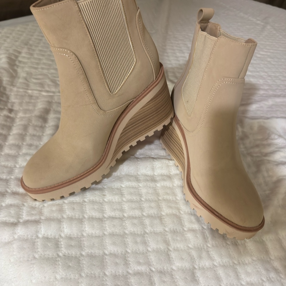 MIA Tan Wedge Ankle Boots